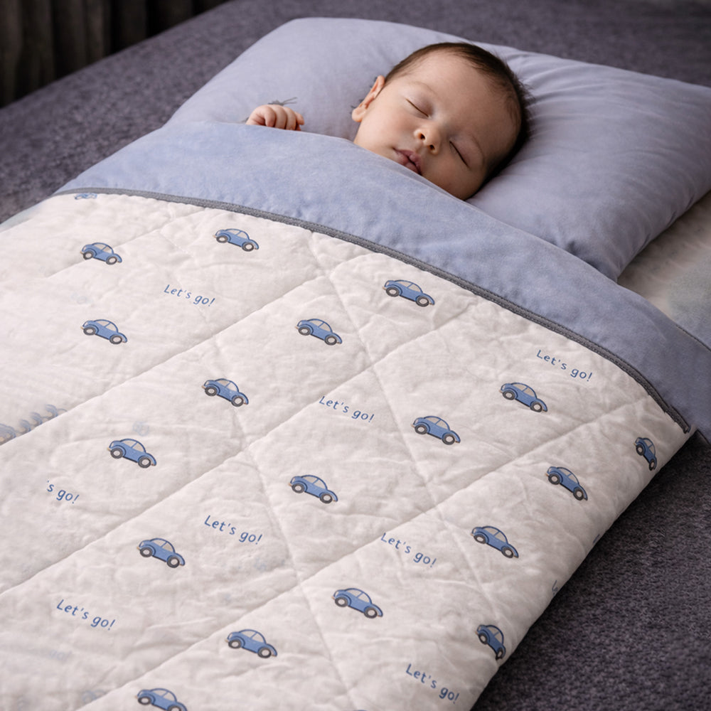 Grey Car Theme Soft Cotton Winter Wrapper with Hood for Newborn & Infants with Free storage Pouch