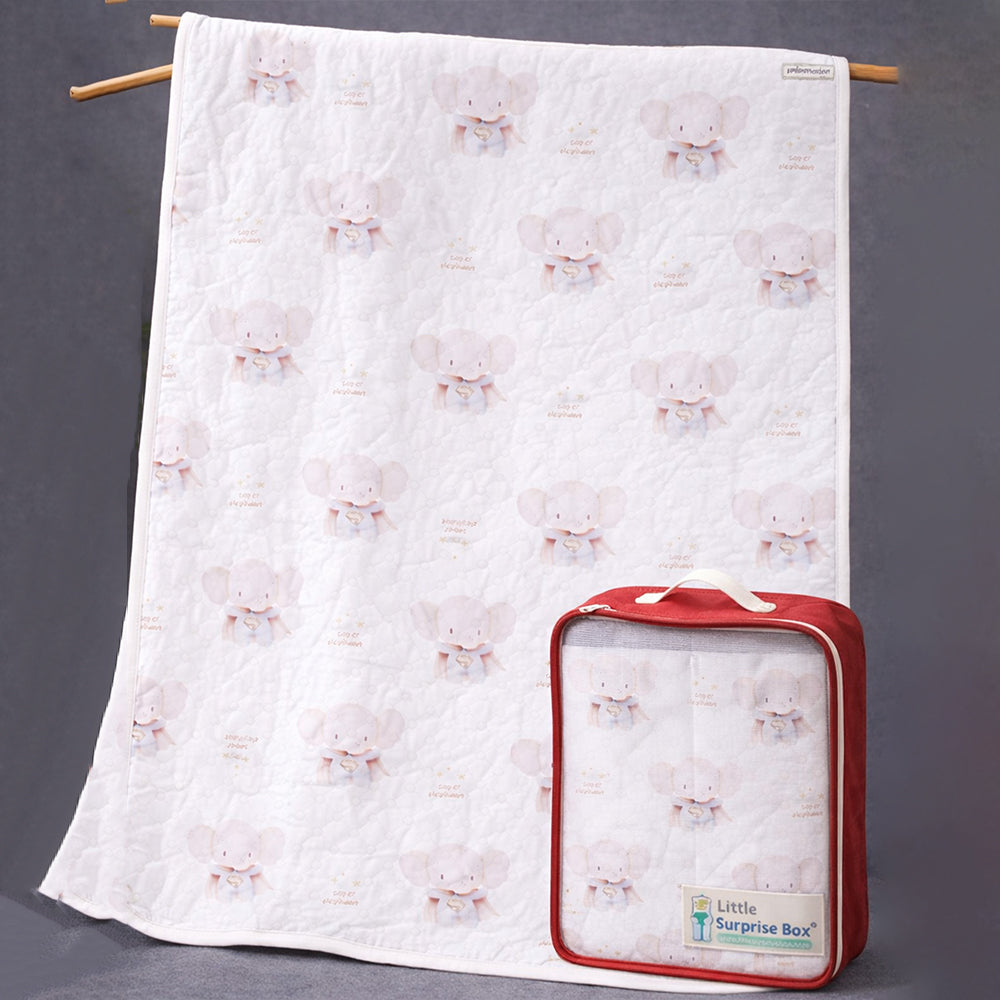 Superhero Elephant Theme Soft Quilted Cotton Winter Wrapper with Hood for Newborn & Infants with Free storage Pouch