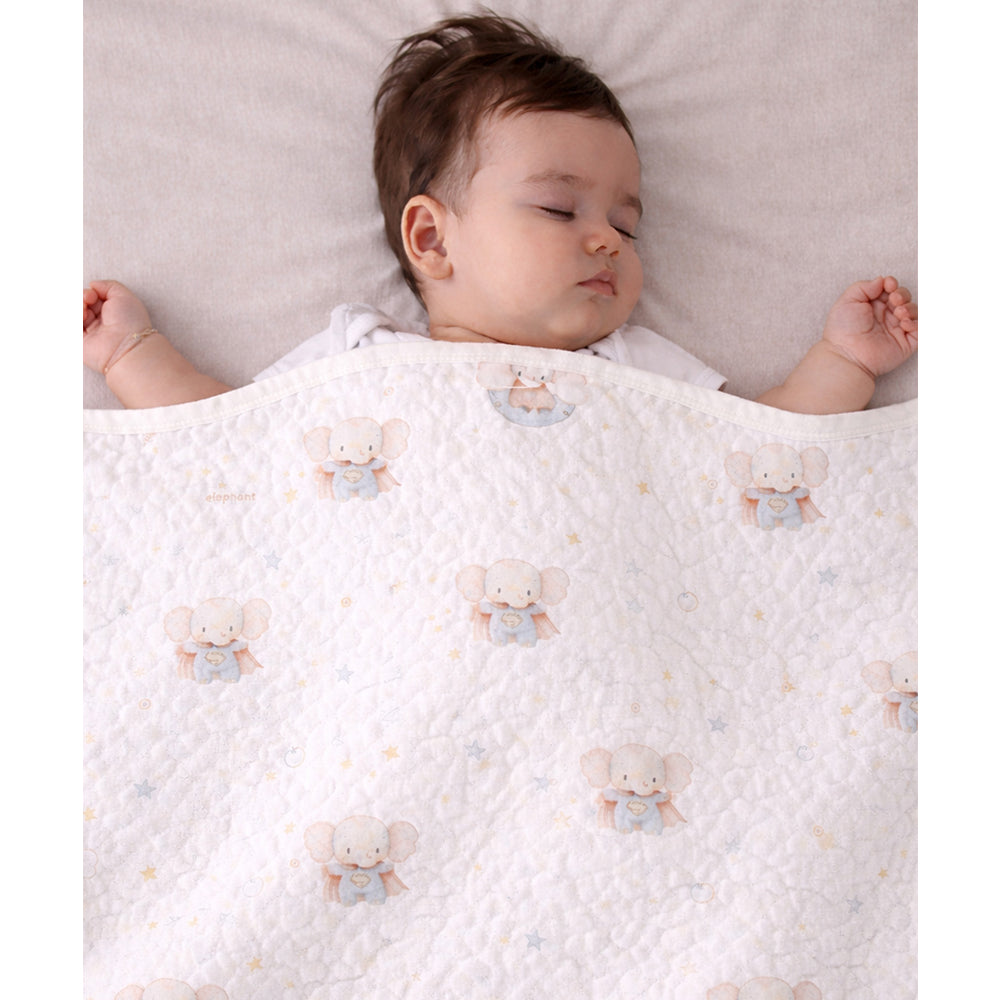 Superhero Elephant Theme Soft Quilted Cotton Winter Wrapper with Hood for Newborn & Infants with Free storage Pouch