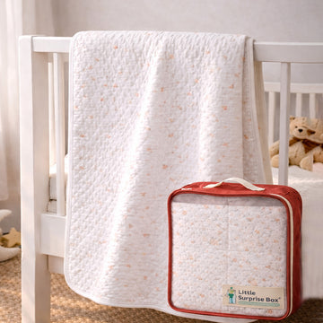 Peach Soft Quilted Cotton Winter Wrapper with Hood for Newborn & Infants with Free storage Pouch