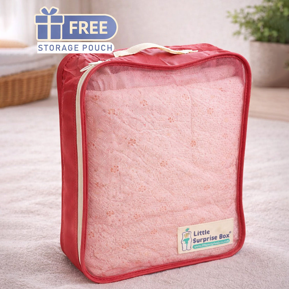 Peach Soft Quilted Cotton Winter Wrapper with Hood for Newborn & Infants with Free storage Pouch