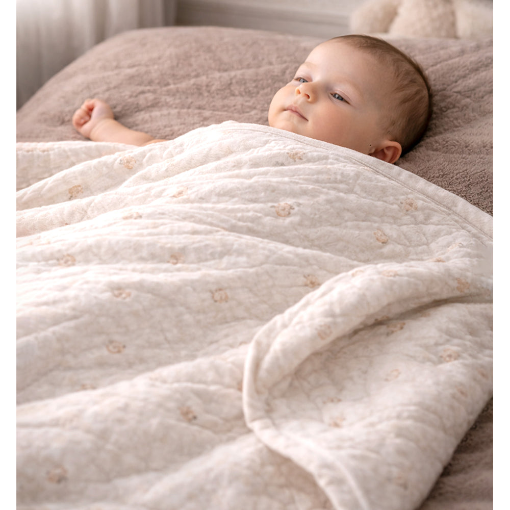 Peach Soft Quilted Cotton Winter Wrapper with Hood for Newborn & Infants with Free storage Pouch