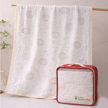 Wreath Wooland Theme Soft Quilted Cotton Winter Wrapper with Hood for Newborn & Infants with Free storage Pouch