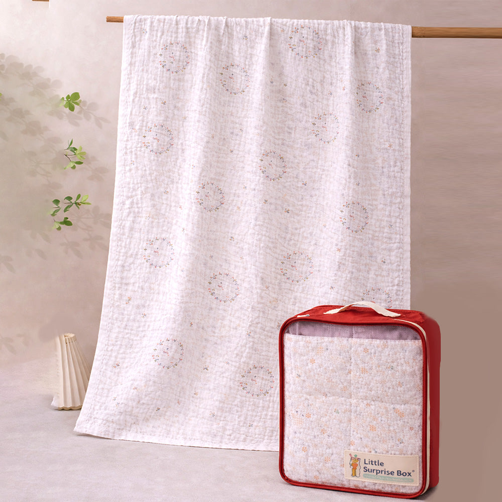 Wreath Wooland Theme Soft Quilted Cotton Winter Wrapper with Hood for Newborn & Infants with Free storage Pouch