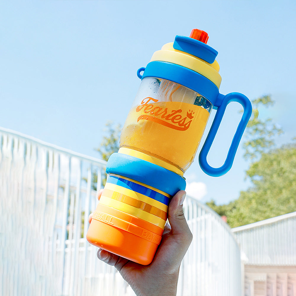 Blue Orange 4 in one Water Bottle , infuser & mini snack box for teens and Adults, 1000ml