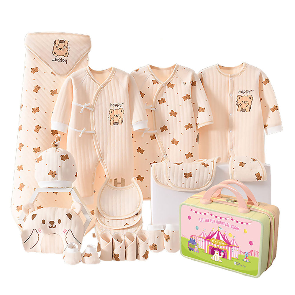 23 pcs Cream Ted Face, Newborn Baby Hamper Box