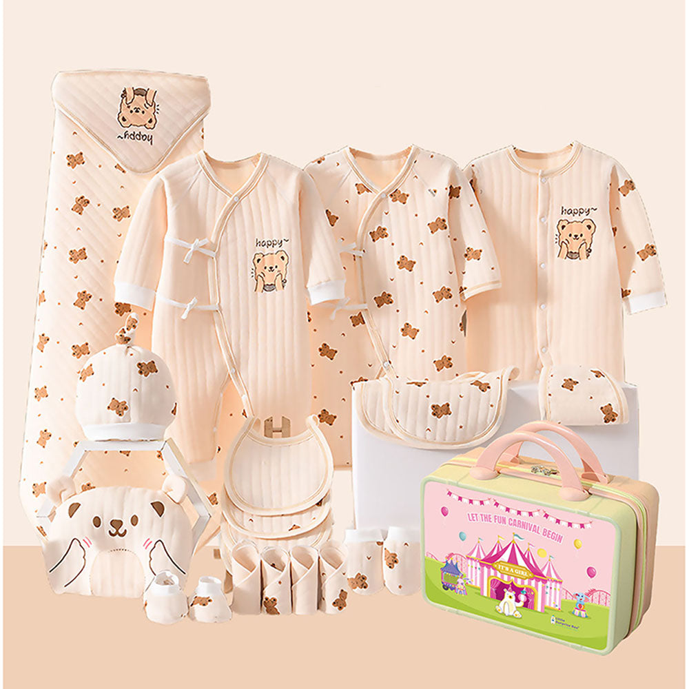 23 pcs Cream Ted Face, Newborn Baby Hamper Box