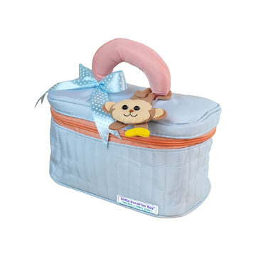 Little Surprise Box,13 pcs Blue Monkey soft Satin pouch Newborn Hamper /Gift Box for Baby, 0-6 months