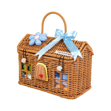 15 pcs Blue Blessed Home cane basket Newborn Hamper/Gift Box for Baby Boy, 0-6 months