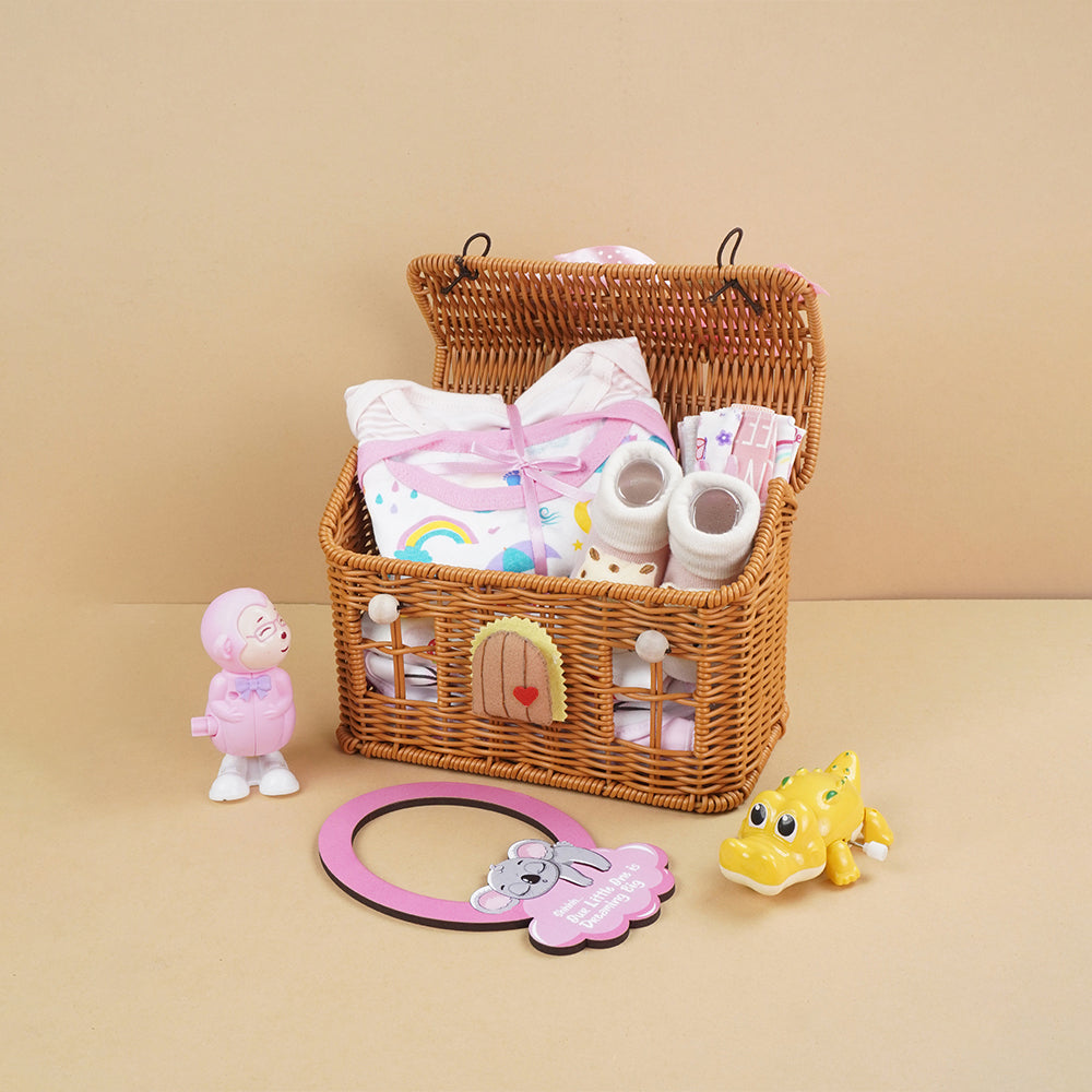 15 pcs Pink Blessed Home Newborn Hamper/Gift Box for Baby Girl