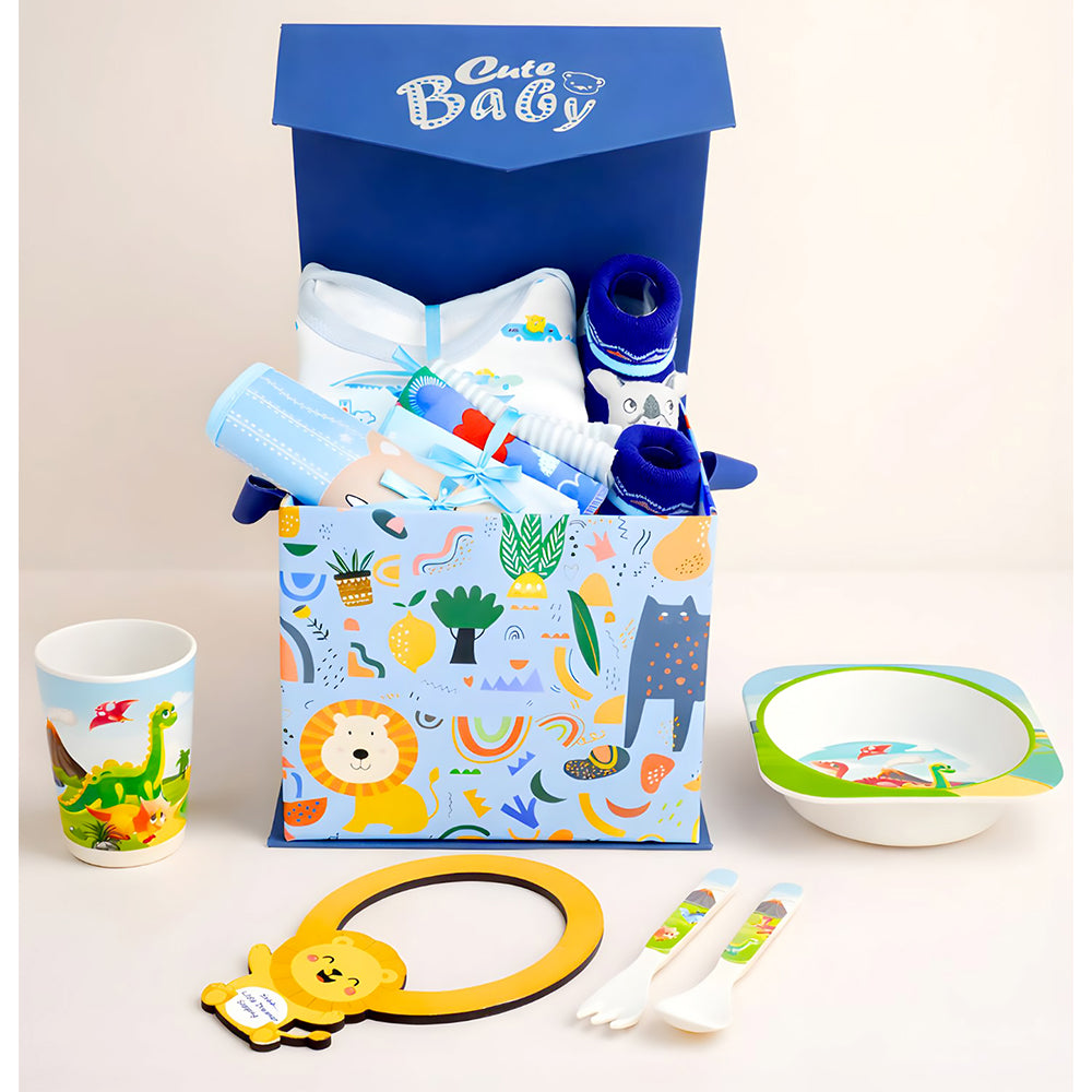 16pcs Blue King Lion Newborn Hamper/Gift Box for Baby Boy, 0-6 months