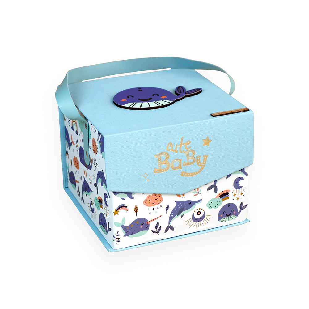 16 pcs Blue Whale Newborn Hamper/Gift Box for Baby, 0-6 months