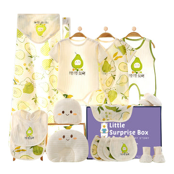 18 pcs Green Pear Newborn Baby Girl/ Boy Gift Box , all season wear Hamper, (0 - 12 months)