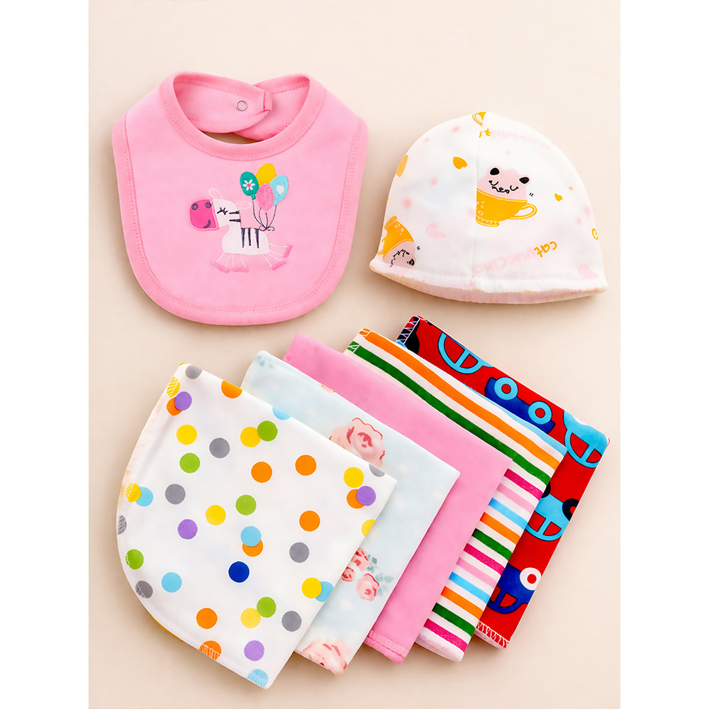 19 pcs, Pink Teddy Home cane basket themed Newborn Baby Girl, All Season wear,Gift Hamper set, 0-6 months