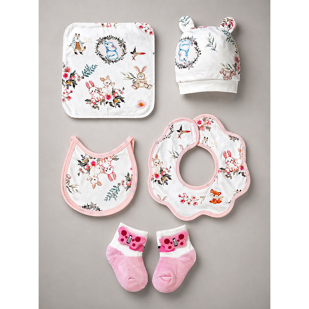 20 pcs, Woodland Rabbit Cane Basket themed Newborn Baby Girl All Season wear,Gift Hamper set,0-12 months