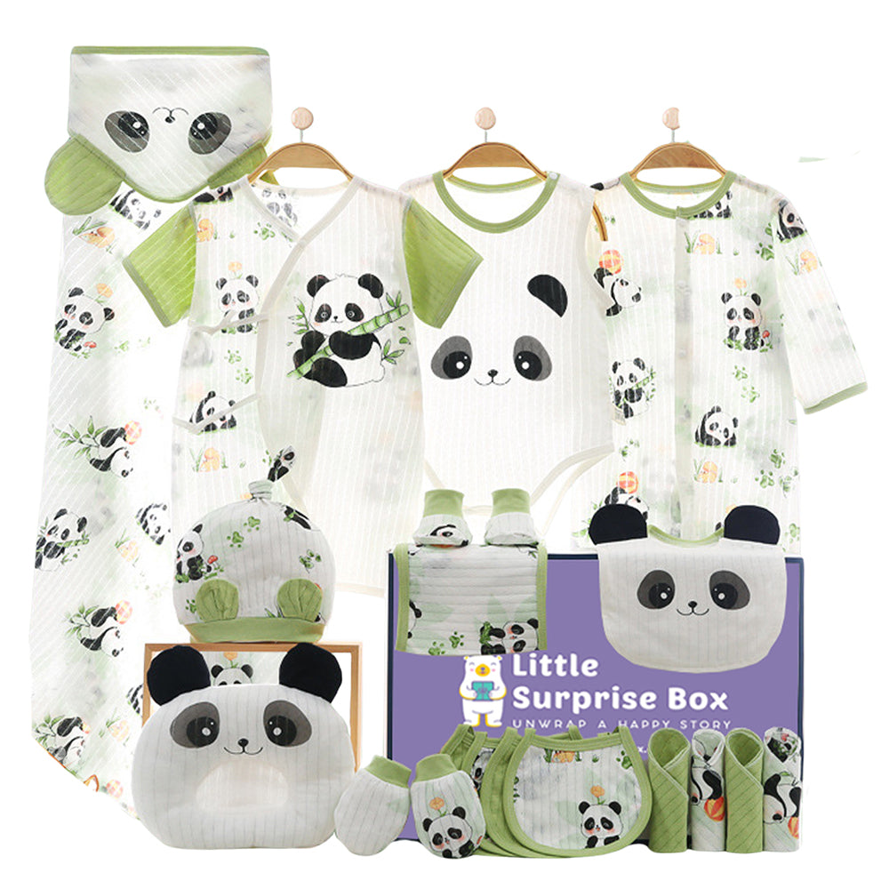21 pcs Green Big Panda Newborn Baby Girl/ Boy Gift Box , all season wear Hamper, (0 - 12 months)