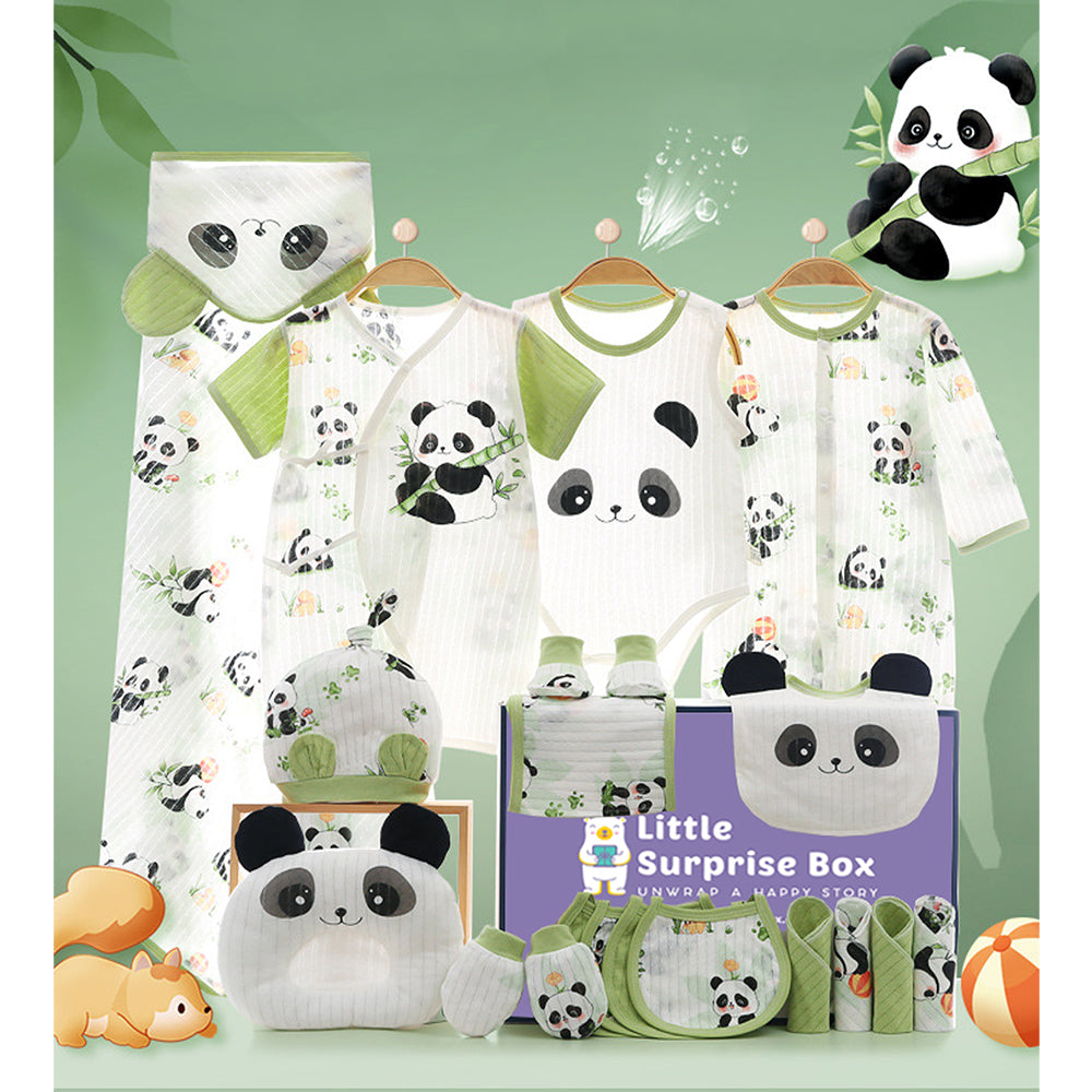 21 pcs Green Big Panda Newborn Baby Girl/ Boy Gift Box , all season wear Hamper, (0 - 12 months)