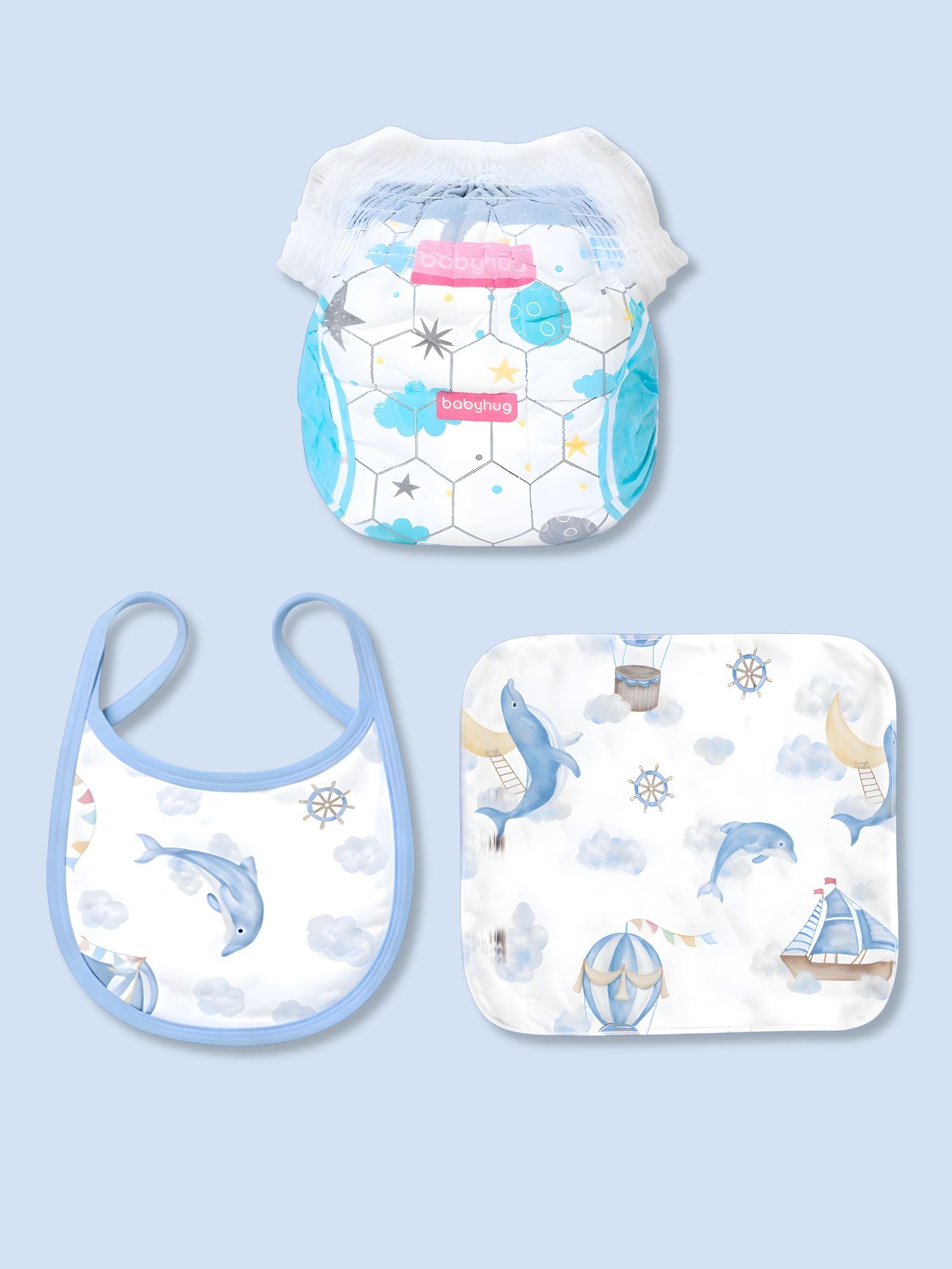 21 pcs Nautical Wooden Treasure Chest Gift hamper for a newborn baby, Giftset for a baby, 0-12 months