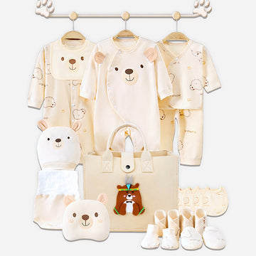21pcs Woodland Bear Totebag Hamper for Newborn Baby Boy / Baby Girl, Giftset for Baby , All Season wear, 0-12 months