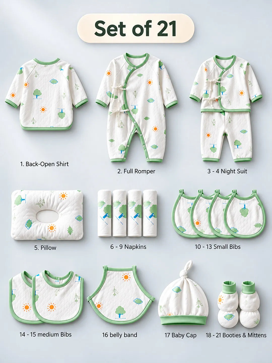 21 pcs Little Tree Newborn Baby Girl/ Boy Gift Box All Season Wear Hamper(0 - 6 months)