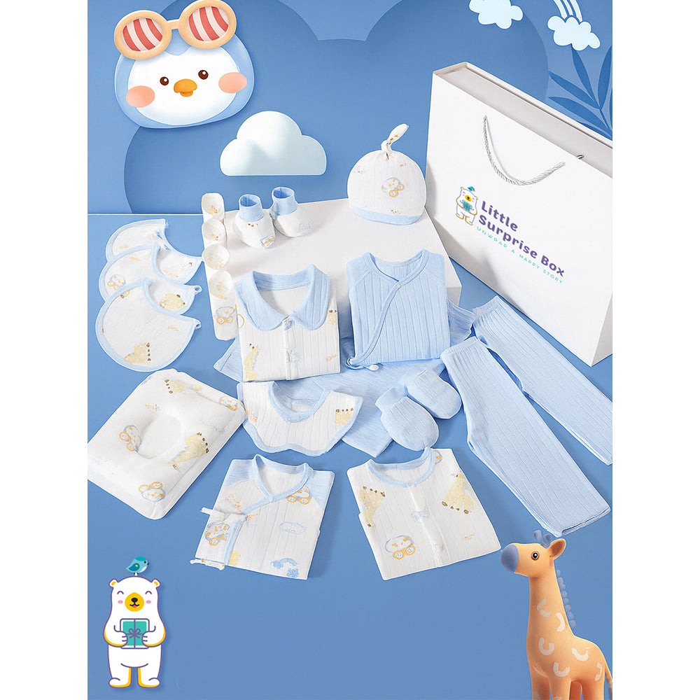 22pcs Blue Penguin Newborn Baby Girl/ Boy Gift Box , all season wear Gift Hamper, (0 - 12 months)