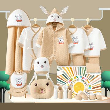 22pcs Brown Carrot Rabbit Newborn Baby Girl/ Boy Gift Box , Winter wear Gift Hamper, (0 - 12 months)