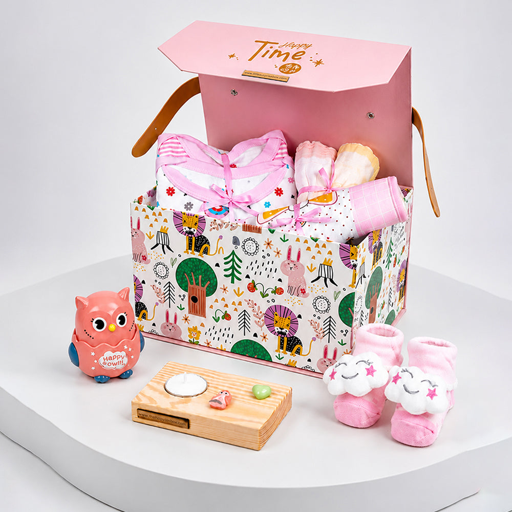 22 pcs, Pink Animals Newborn Baby Girl All Season wear,Gift Hamper set, 0-6 months