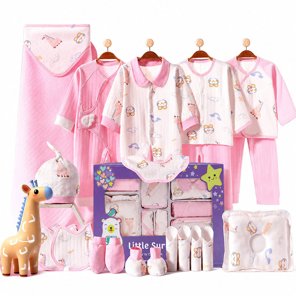 22pcs Pink Penguin Newborn Baby Girl/ Boy Gift Box , all season wear Gift Hamper, (0 - 12 months)