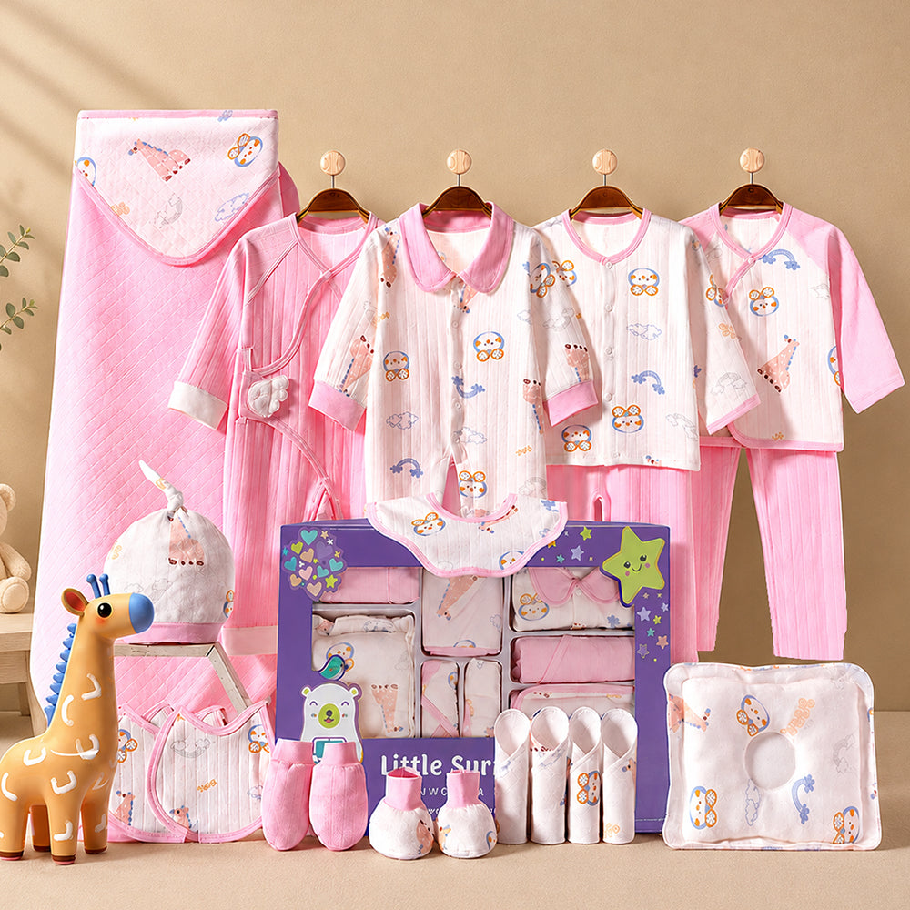 22pcs Pink Penguin Newborn Baby Girl/ Boy Gift Box , all season wear Gift Hamper, (0 - 12 months)