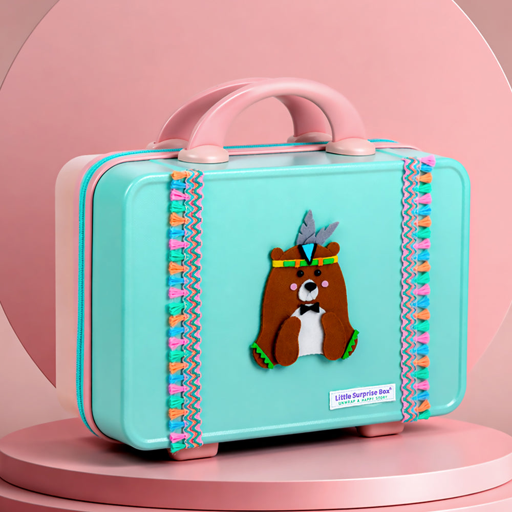 22 pcs Tribal Bear Hamper for Newborn Baby Boy/ Baby Girl, All season wear hamper with tribal bear travel Suitcase , 0-12 months