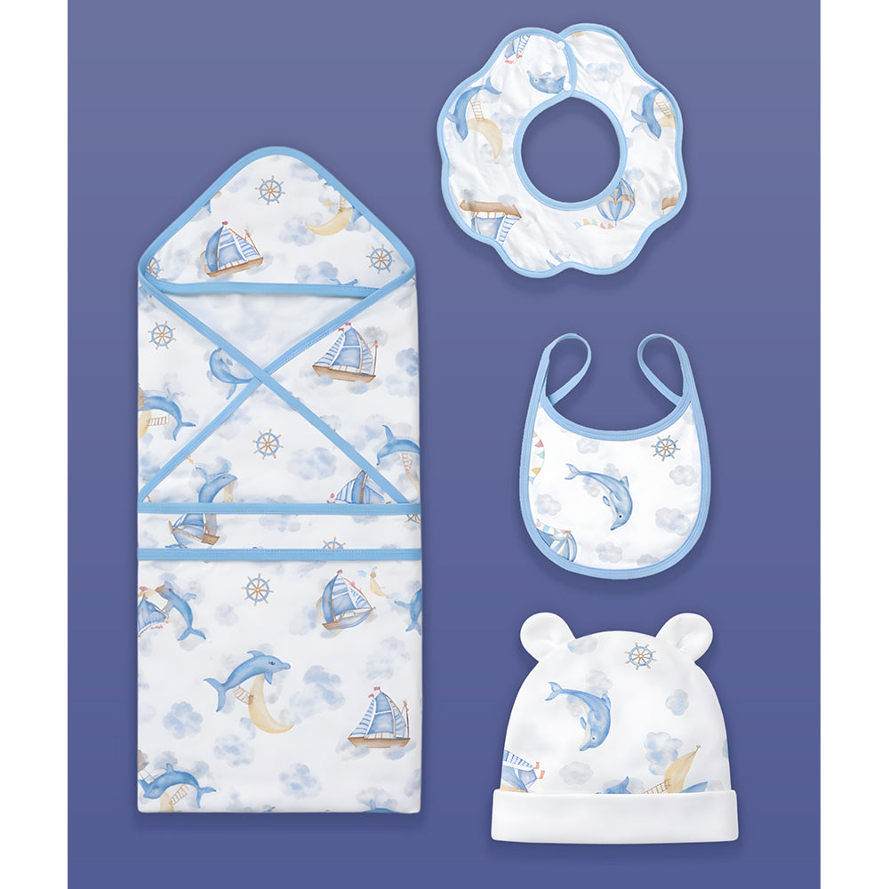 23 pcs Nautical Big Wooden Boat, Gift hamper for a newborn baby, Giftset for a baby, 0-12 months