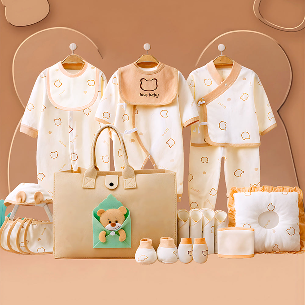 23pcs Envelope Bear Totebag Hamper for Newborn Baby Boy / Baby Girl, Giftset for Baby , All Season wear, 0-12 months