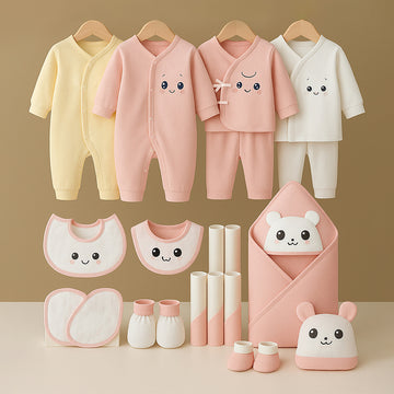 23pcs Pink White Googly Eyes, Newborn Baby Girl/ Boy Gift Box , all season wear Gift Hamper, (0 - 12 months)