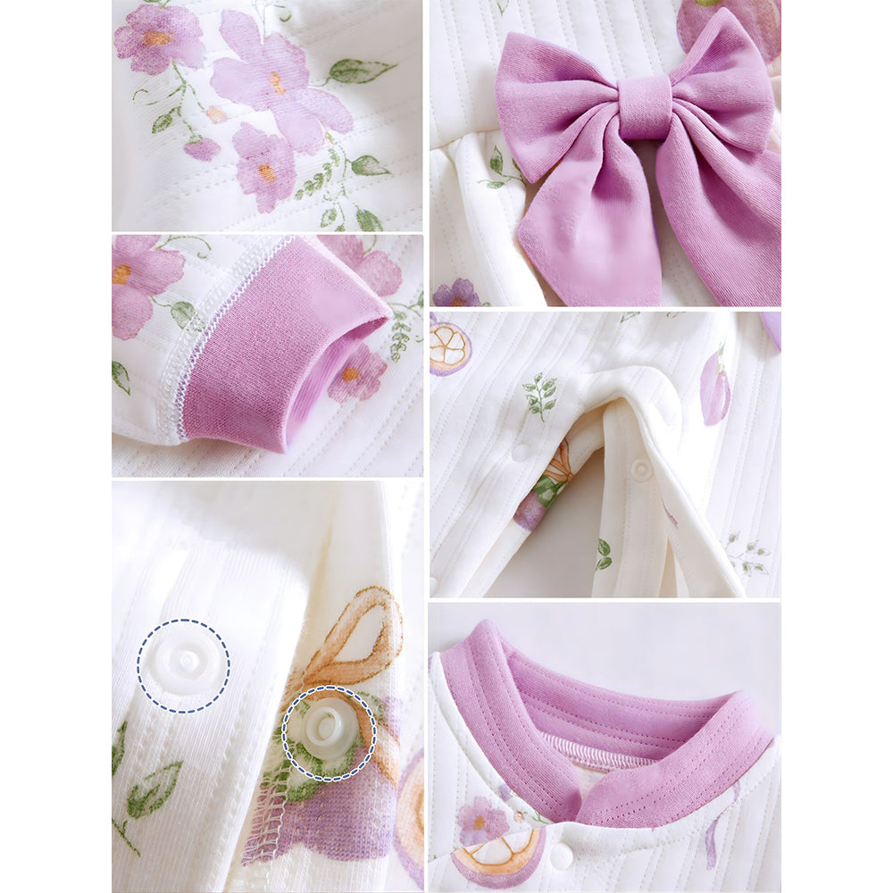 23pcs Purple Bow Newborn Baby Girl Gift Box, All Season Wear Hamper with Suitcase, (0-12 months)