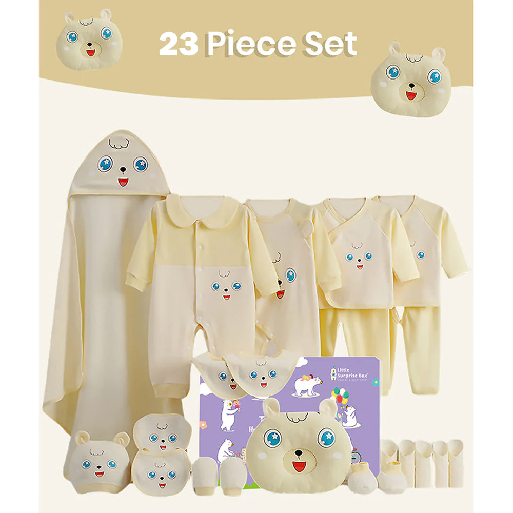 23pcs Yellow & WHite Star Eye Newborn Baby Girl/Baby Boy Gift Hamper Set,0-12 months