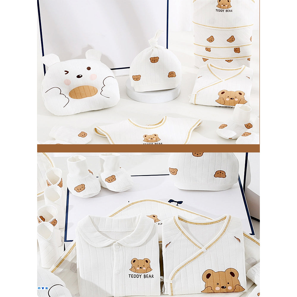 25pcs Cream Teddy Bear Collared Newborn Baby Hamper, Baby Boy/Baby Girl with Suitcase, 0-12 months