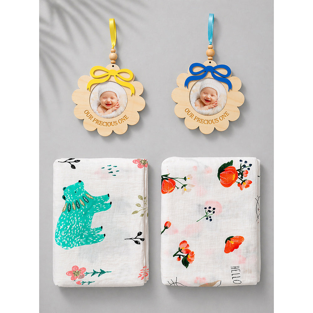 25 pcs, Twin Boys White cane basket themed Newborn Baby Boy, All Season wear,Gift Hamper set, 0-6 months