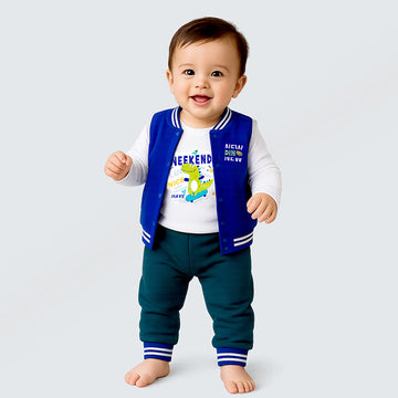 3 PCS  Dino Print Blue & dark Green Sporty tracks style  Winter Clothing Set for Baby Boy