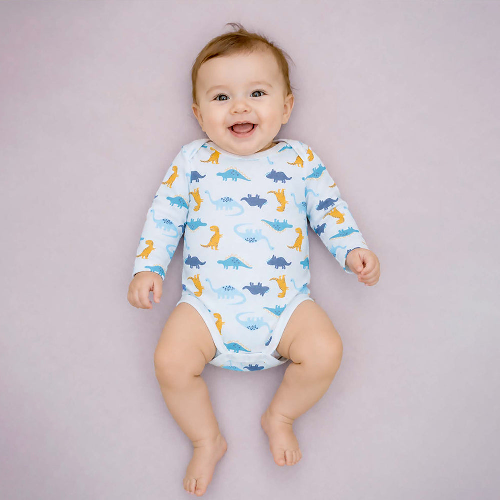 3 PCS Dino Print Orange & Bue Sporty tracks style Winter Clothing Set for Baby Boy
