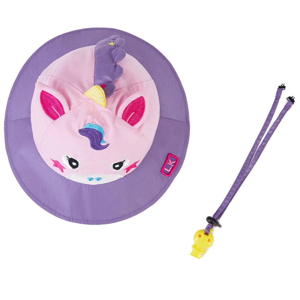 3D Horn Unicorn Wide Coverage Sun Hat for Kids& Toddlers with Adjustable Strap