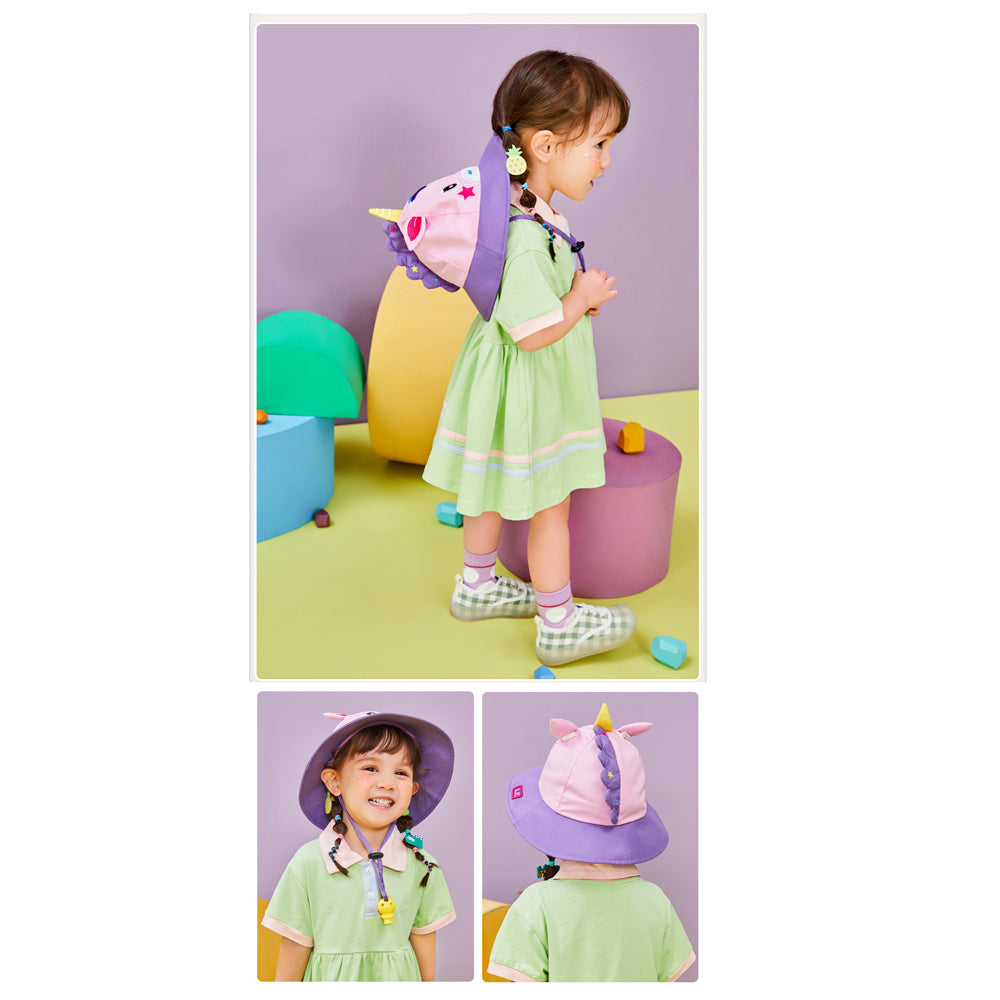 3D Horn Unicorn Wide Coverage Sun Hat for Kids& Toddlers with Adjustable Strap