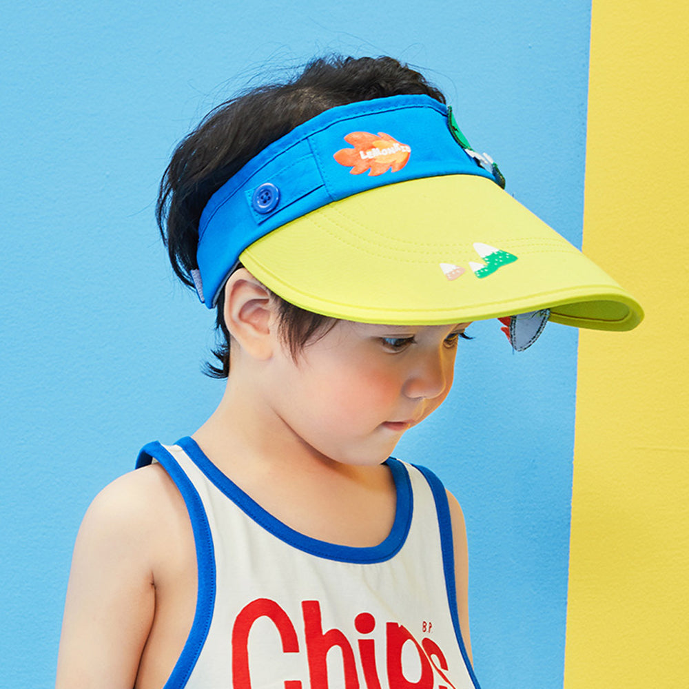 Cotton Blue Dino theme Visor Hat for Kids& Toddlers