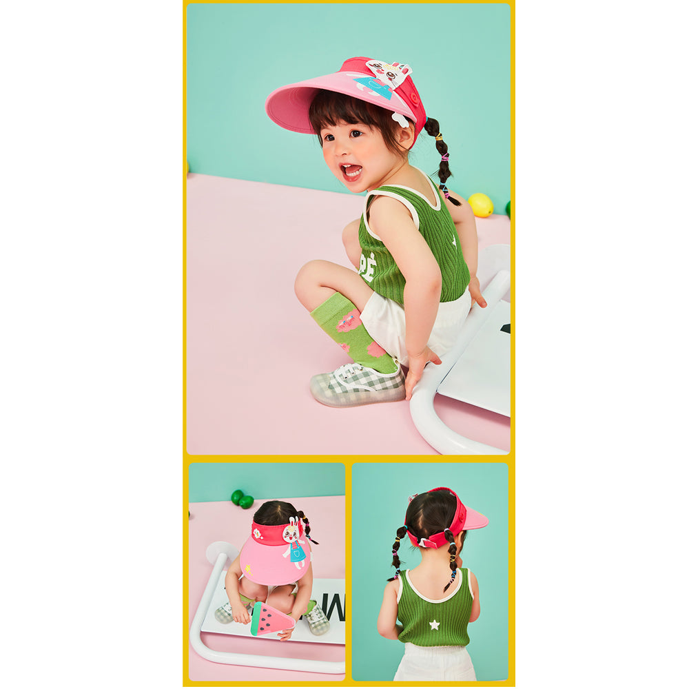 Cotton Pink Rabbit theme Visor Hat for Kids& Toddlers