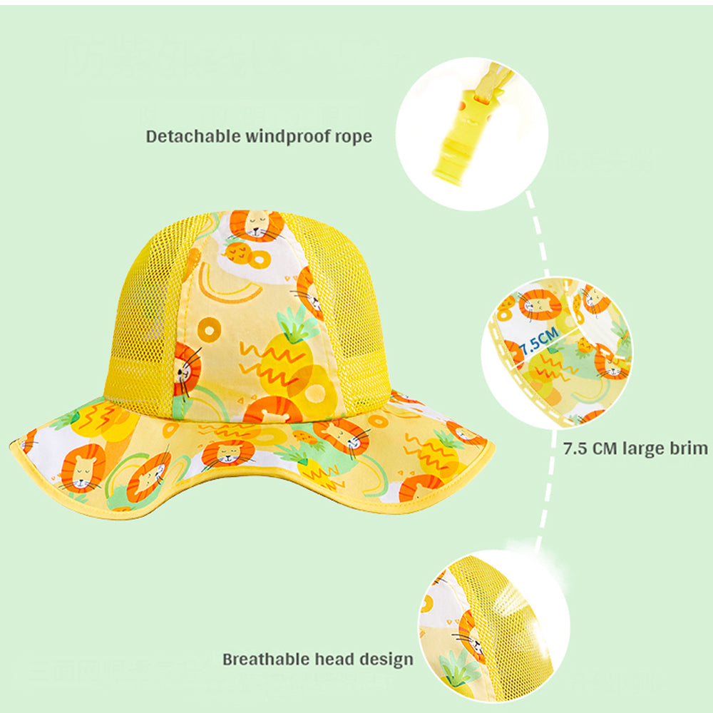Yellow Lion breathable Net wide brim Sun Hat for Kids& Toddlers with Adjustable Strap