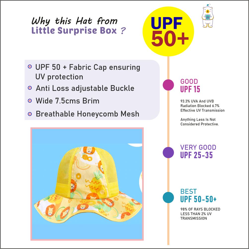 Yellow Lion breathable Net wide brim Sun Hat for Kids& Toddlers with Adjustable Strap