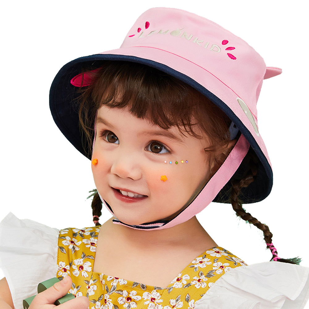 Pink & Navy Dual Side Reversible Sun Hat with UPF50+ for Toddlers& Kids