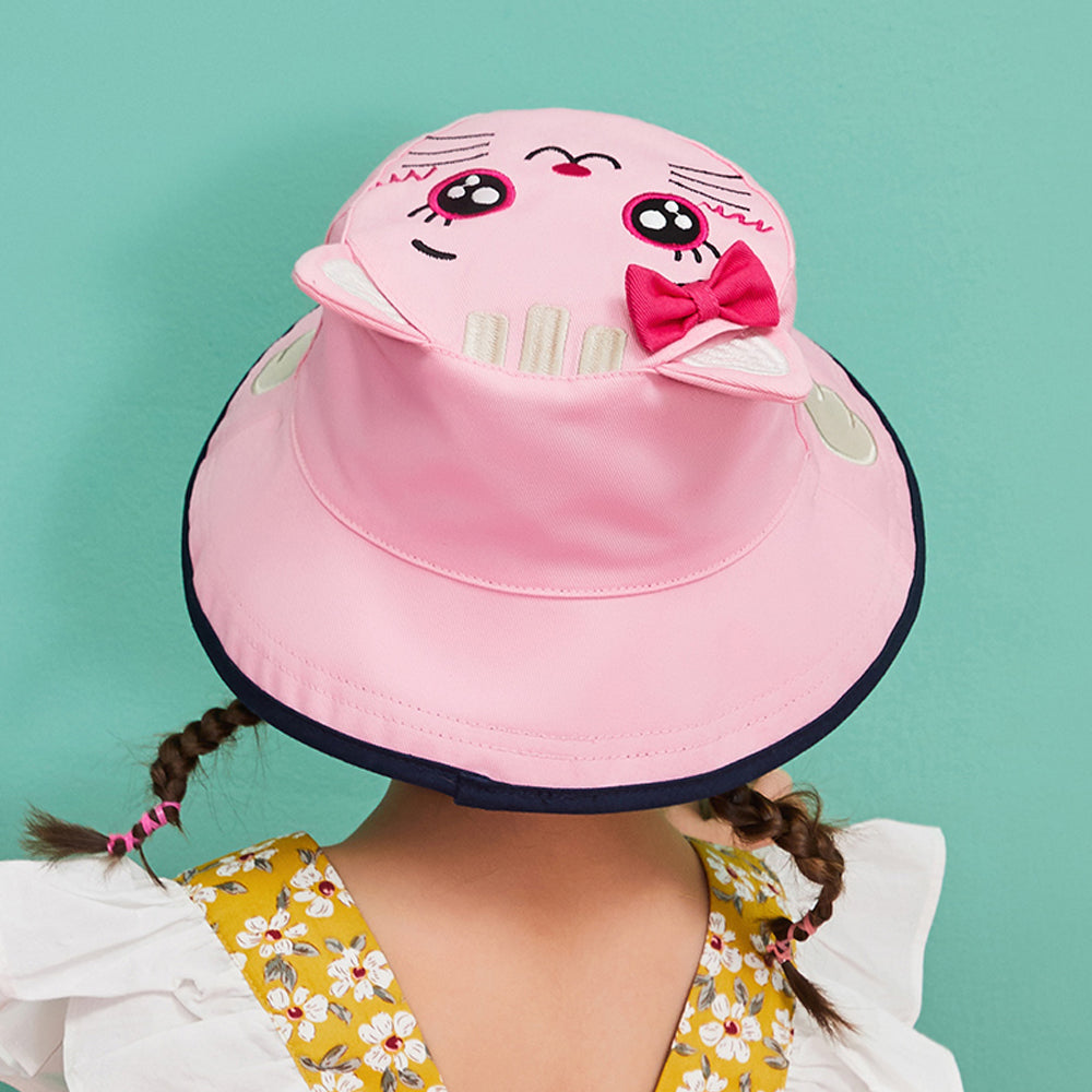 Pink & Navy Dual Side Reversible Sun Hat with UPF50+ for Toddlers& Kids