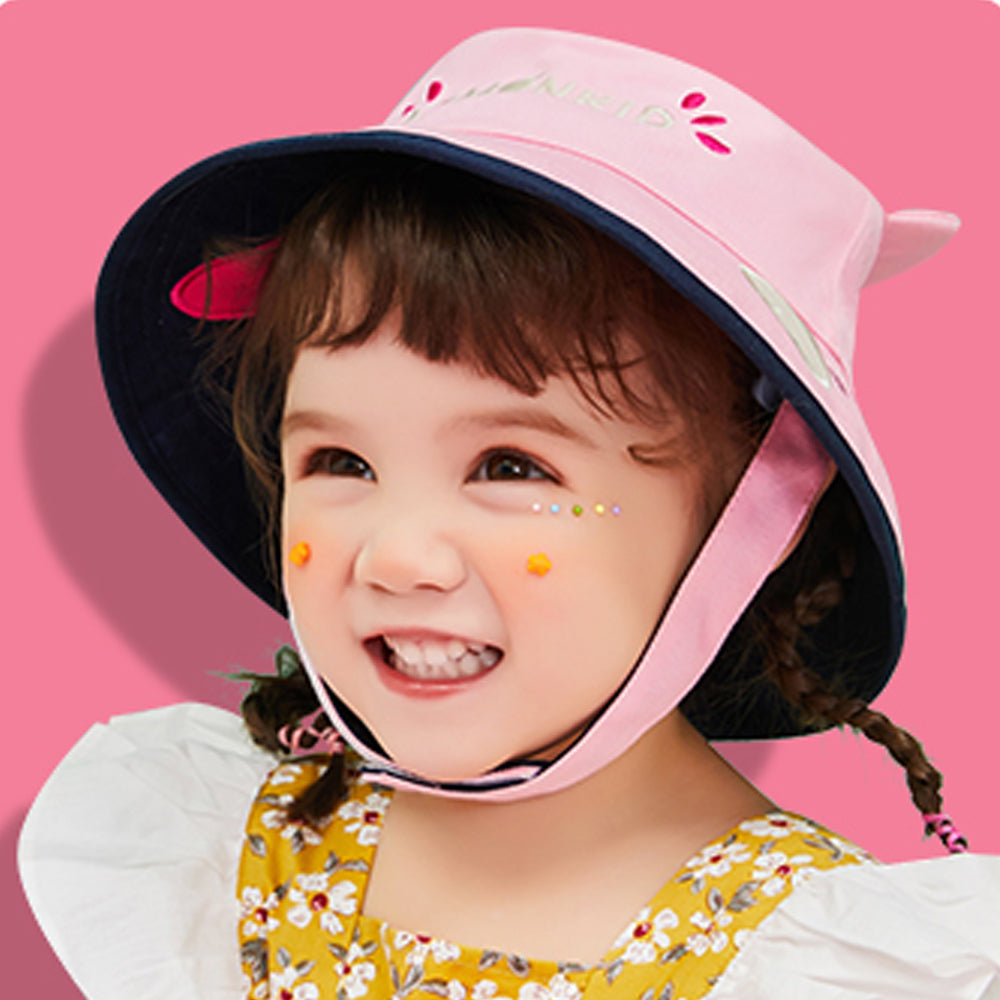 Pink & Navy Dual Side Reversible Sun Hat with UPF50+ for Toddlers& Kids