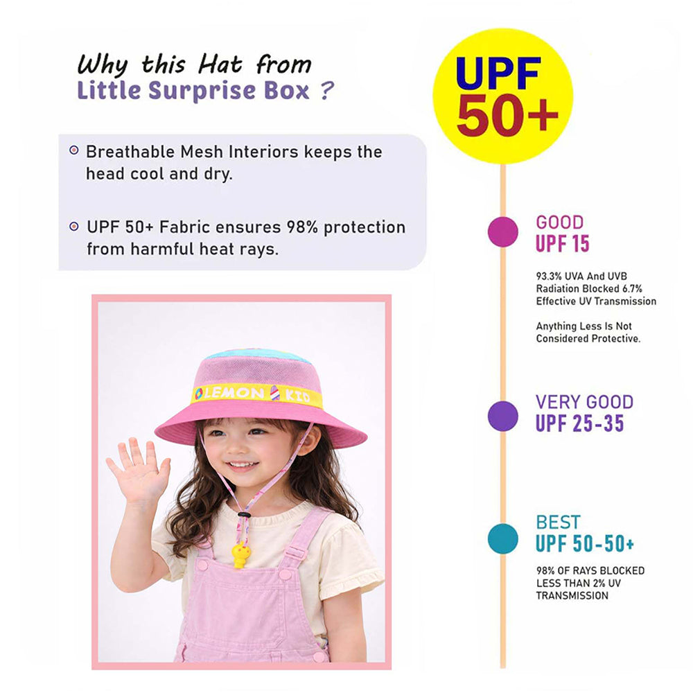 Pink Bunny Print Breathable Mesh Wide Brim Sun Hat for Kids & Toddlers with Adjustable Strap