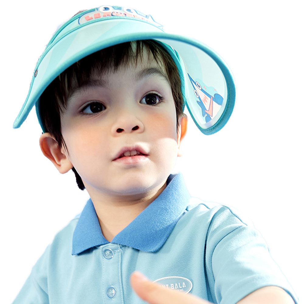 Teal Whale theme soft Fabric Visor Hat for Kids& Toddlers